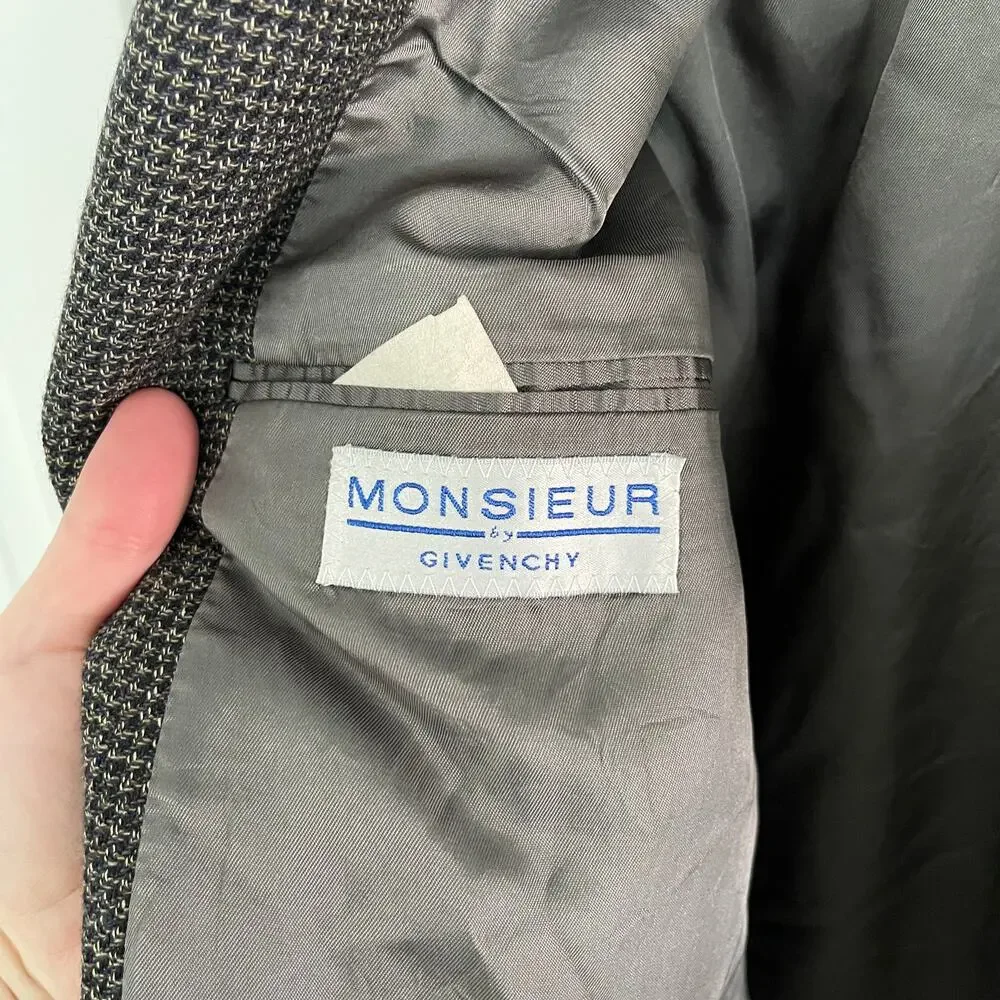 Monsieur by Givenchy Vintage Houndstooth Wool Sports Coat